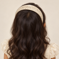 Sparkle Stud Wide Headband Ivory Champagne