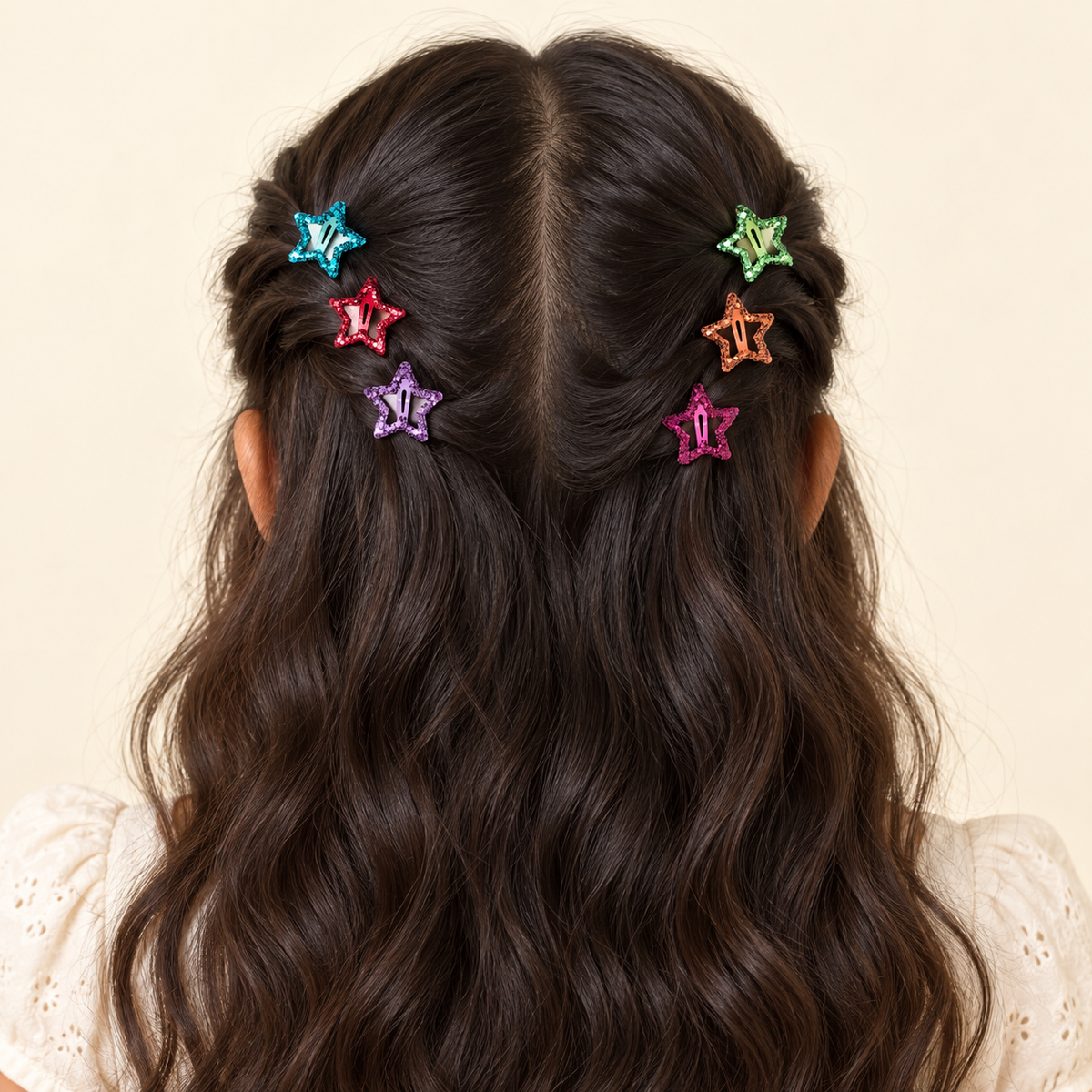 Rainbow Outline Star Hair Clips Bright Stars