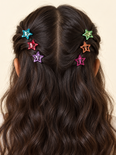 Rainbow Outline Star Hair Clips