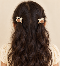 Colour Pop Mini Claw and Hair Tie Set Ivory Teddy Daisies