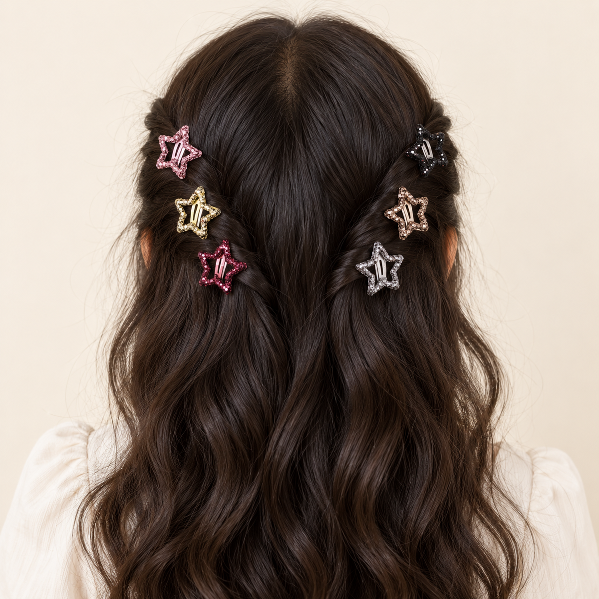 Rainbow Outline Star Hair Clips Classic Stars