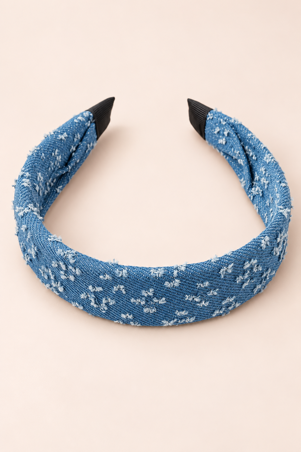 Blue Floral Fabric Headband Light Denim