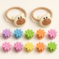 Colour Pop Mini Claw and Hair Tie Set Ivory Teddy Daisies