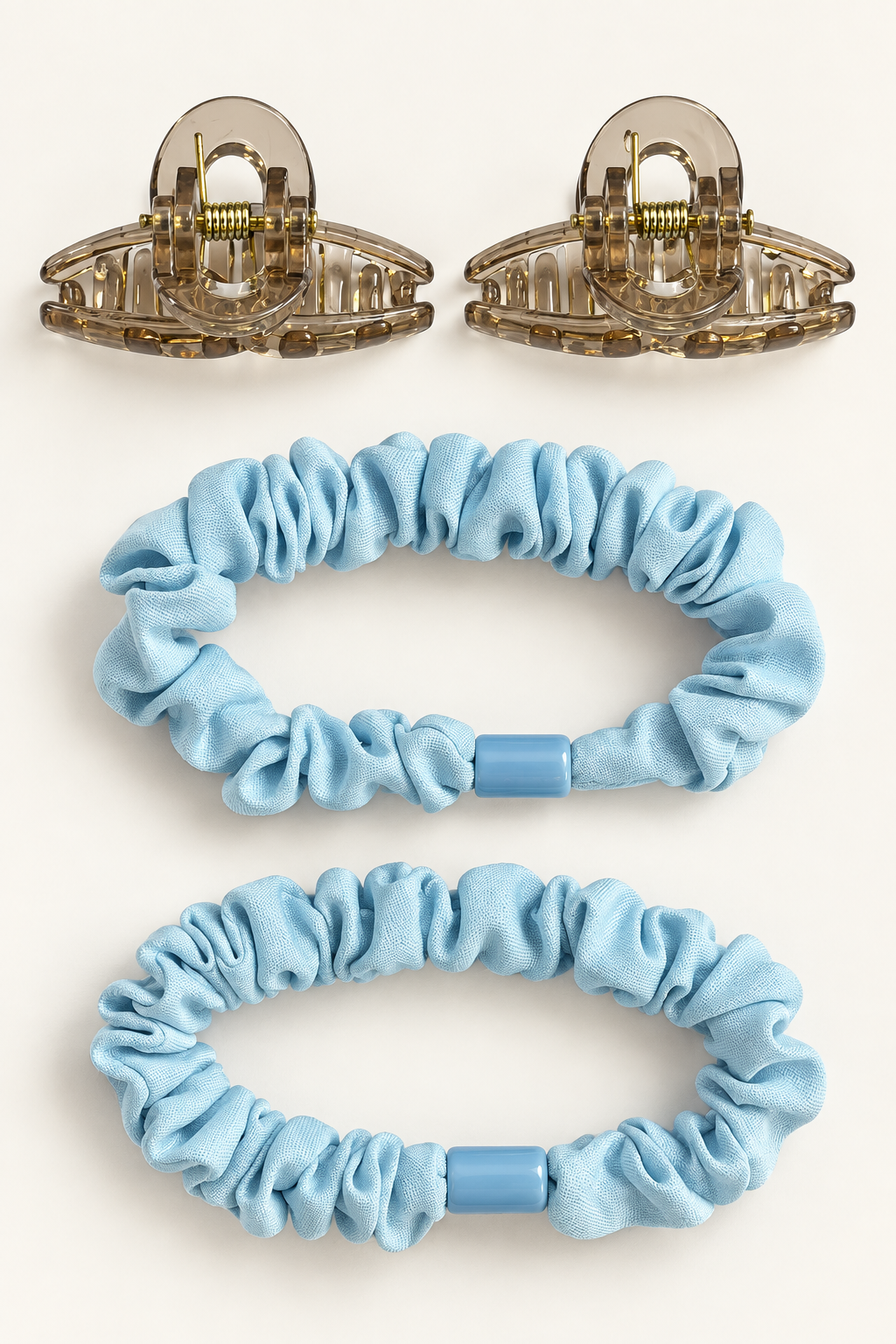 Claw Clips and Ruched Hair Tie Set Sky Blue