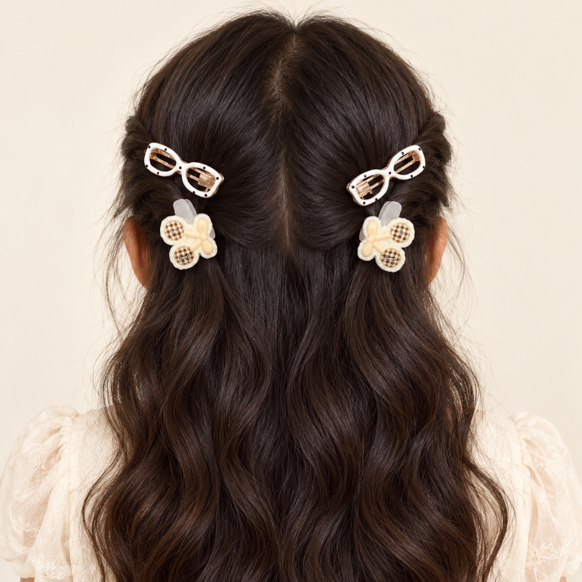 Sunglasses and Flower Hair Clips Ivory Cherry