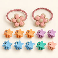 Colour Pop Mini Claw and Hair Tie Set Pink Flower Stars