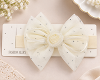 White Dahlia dotted double bow hair accessory White