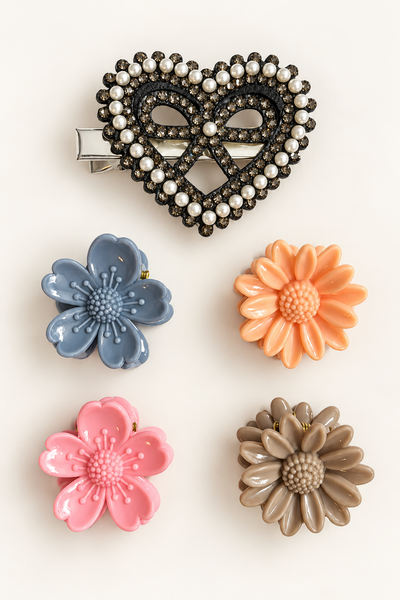 Pretty Mix Hair Accessory Set Black Heart