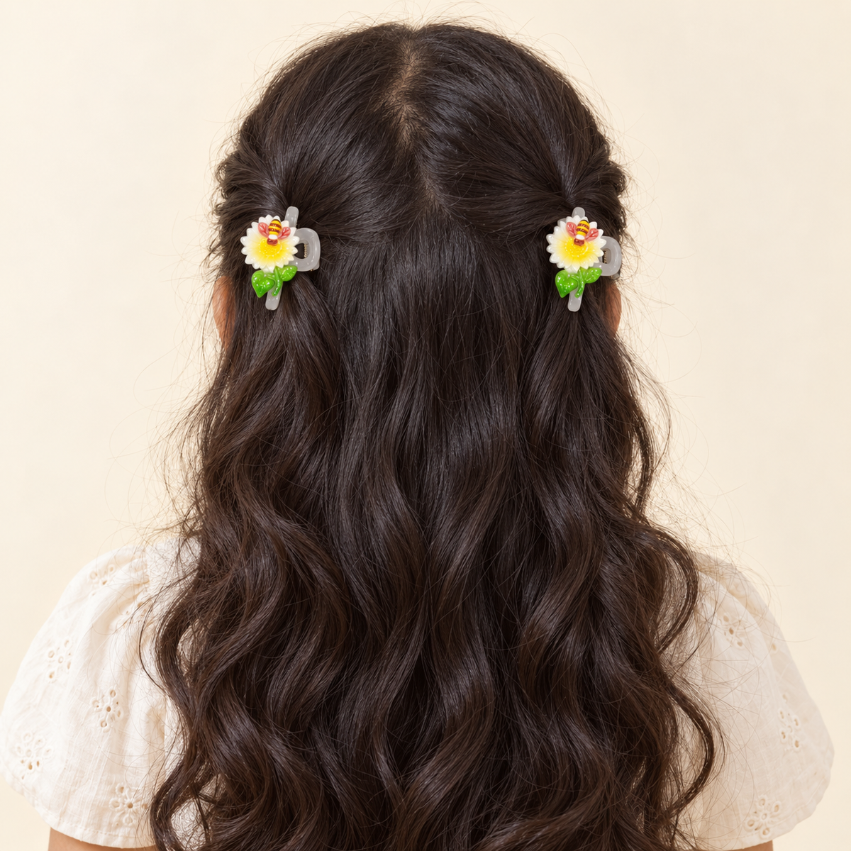 Pastel Comb and Claw Clip Set Yellow Giraffe