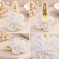 White Dahlia White pearl petal flower snap clip