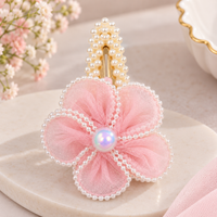 White Dahlia Pink pearl petal flower snap clip