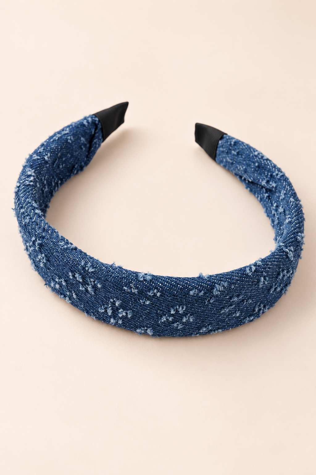 Blue Floral Fabric Headband Dark Denim