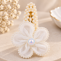 White Dahlia White pearl petal flower snap clip