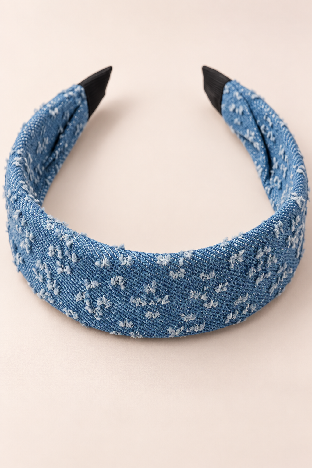 Blue Floral Fabric Headband Light Denim