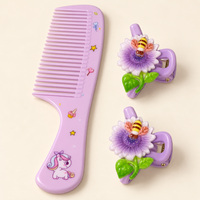 Pastel Comb and Claw Clip Set Purple Pony
