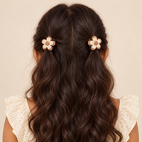 Colour Pop Mini Claw and Hair Tie Set Ivory Flower Strawberries