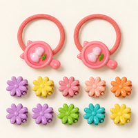 Colour Pop Mini Claw and Hair Tie Set Pink Peach Daisies