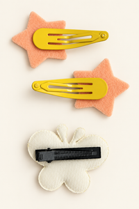 Glitter Stars and Character Hair Clip Set Yellow