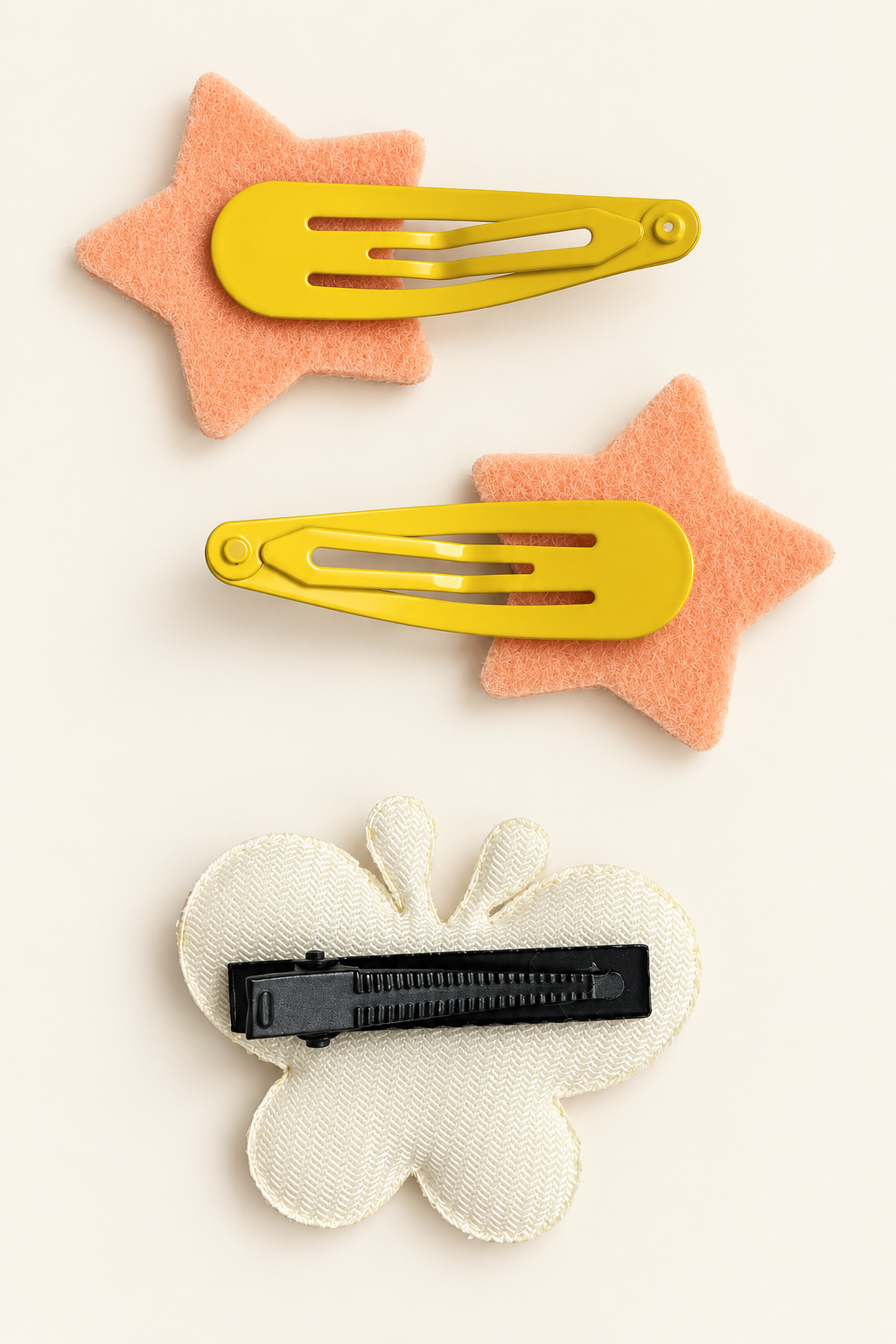 Glitter Stars and Character Hair Clip Set Yellow