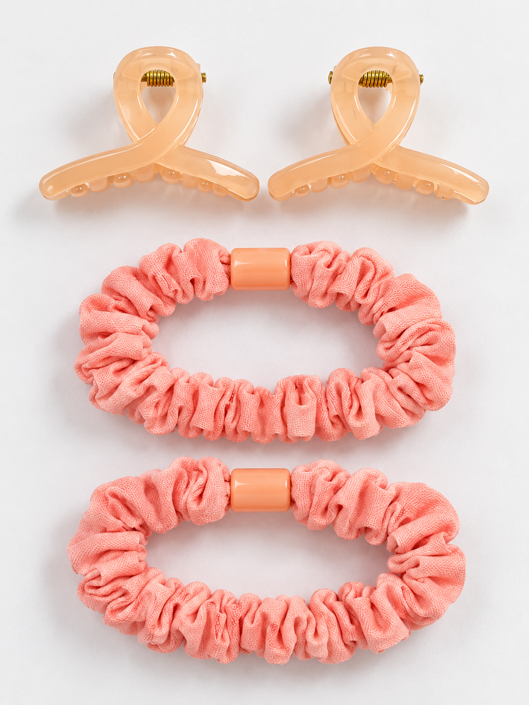 Claw Clips and Ruched Hair Tie Set dark pink