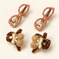 Sunglasses and Flower Hair Clips Brown Cherry