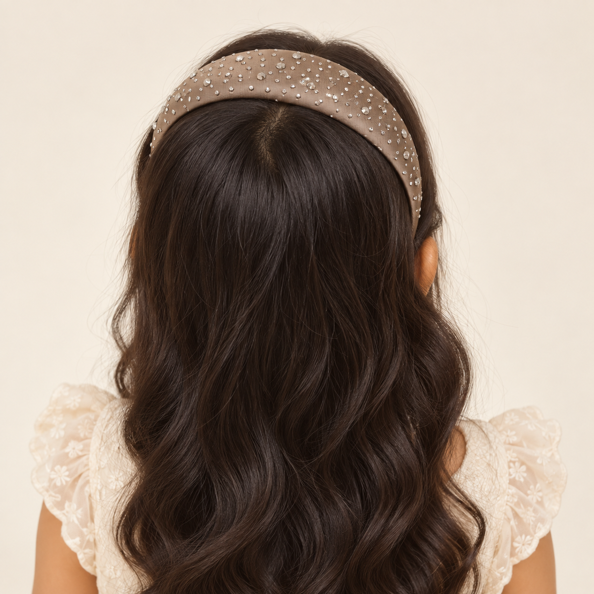 Sparkle Stud Wide Headband Taupe
