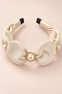 Pearl Accent Bow Headband Ivory