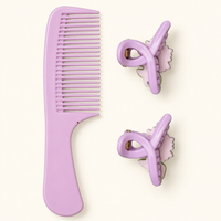 Pastel Comb and Claw Clip Set Purple Pony