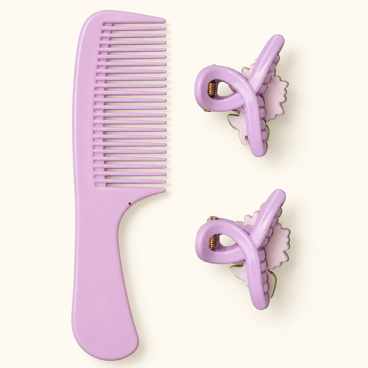Pastel Comb and Claw Clip Set Purple Pony
