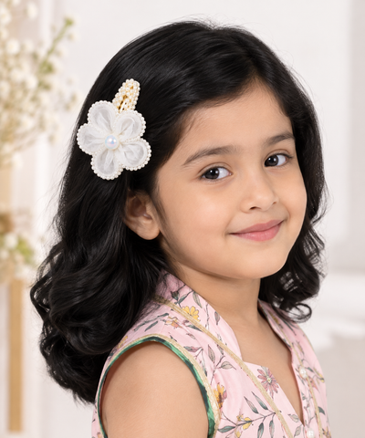 White Dahlia White pearl petal flower snap clip