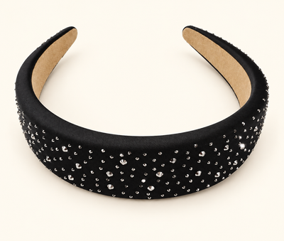 Sparkle Stud Wide Headband Black