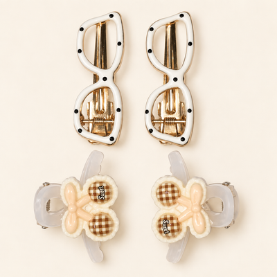 Sunglasses and Flower Hair Clips Ivory Cherry