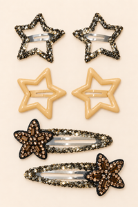Star and Blossom Hair Clip Set Beige Gold