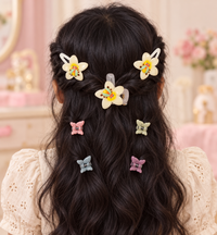 Floral Snap and Mini Claw Set Ivory