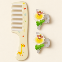 Pastel Comb and Claw Clip Set Yellow Giraffe
