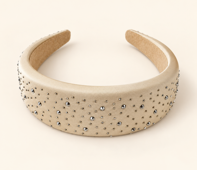 Sparkle Stud Wide Headband Ivory Champagne
