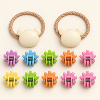 Colour Pop Mini Claw and Hair Tie Set Ivory Teddy Daisies