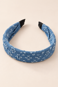 Blue Floral Fabric Headband Light Denim