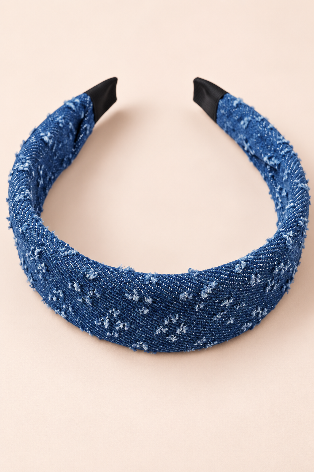 Blue Floral Fabric Headband Dark Denim