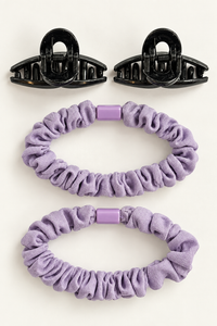 Claw Clips and Ruched Hair Tie Set Lavender