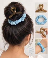 Claw Clips and Ruched Hair Tie Set sky blue