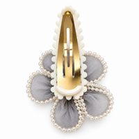 White Dahlia Grey pearl petal flower snap clip
