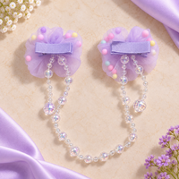 Floral Bead Drape Hair Clips