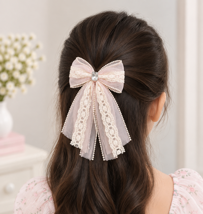 Lace Trail Pastel Bow Clip