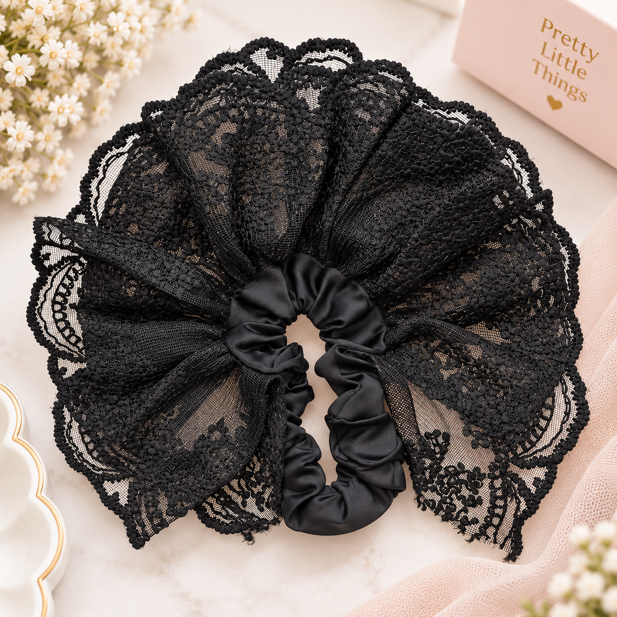 Scalloped Lace Scrunchie