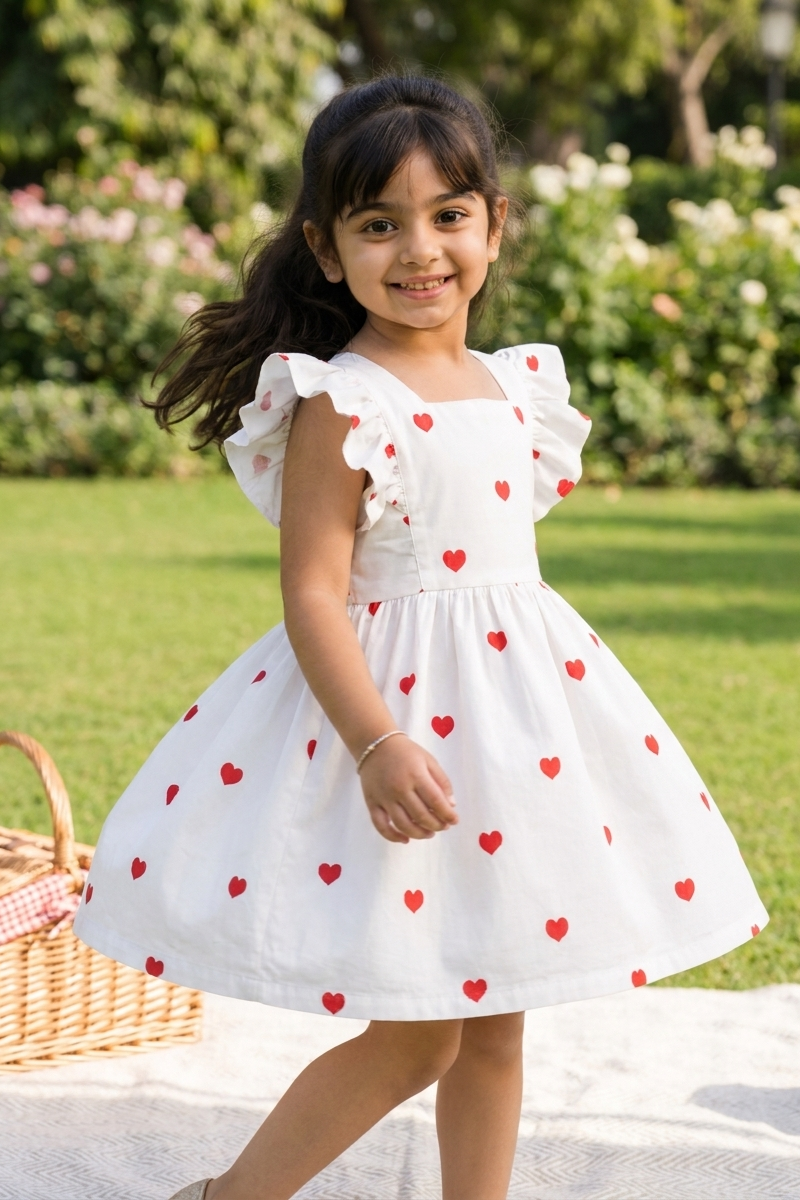 Little Hearts White Dress