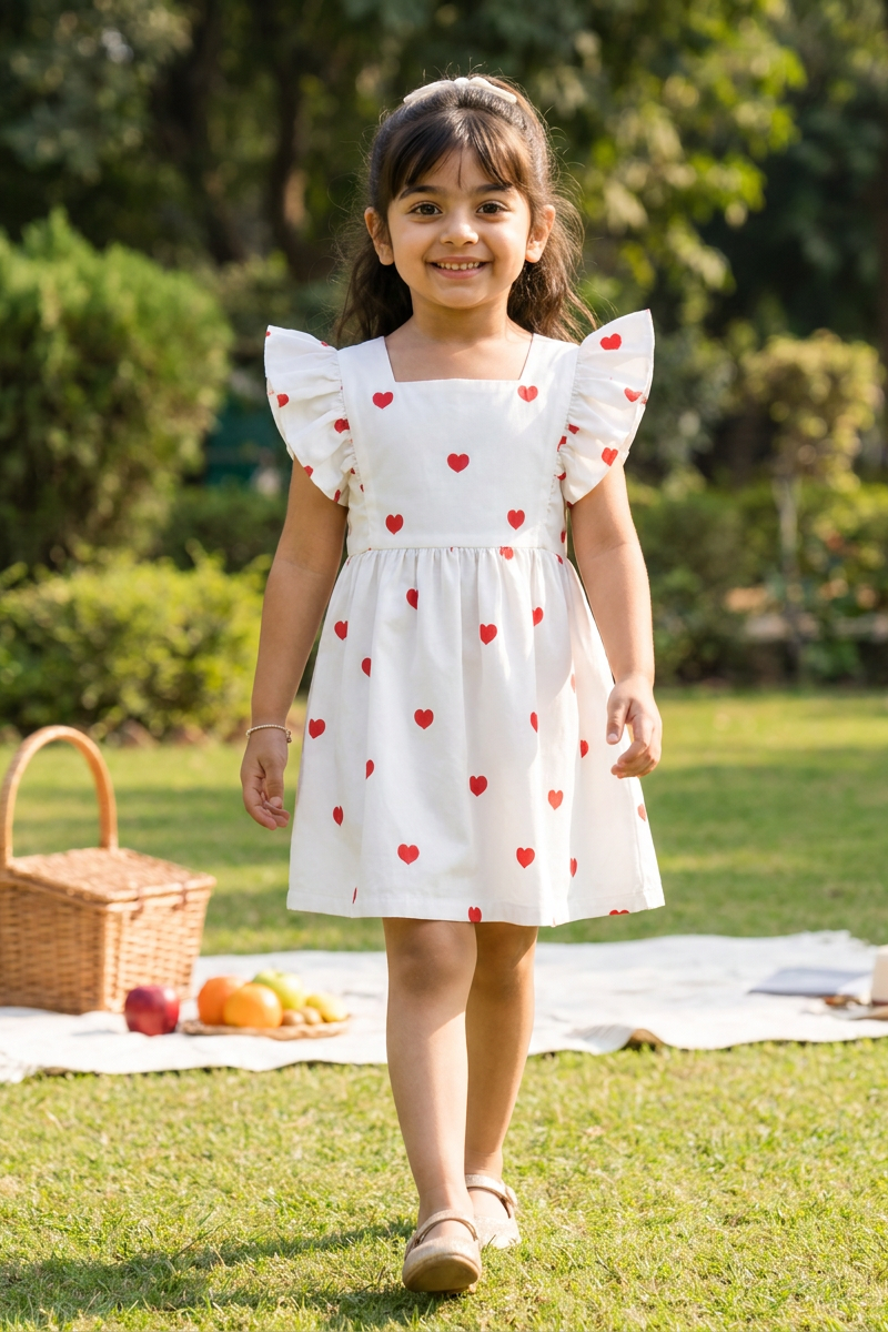 Little Hearts White Dress