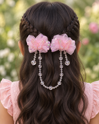 Floral Bead Drape Hair Clips