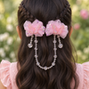 Floral Bead Drape Hair Clips