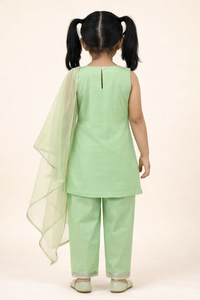 Silver Meadow Mint Green Kids' Salwar Suit Set